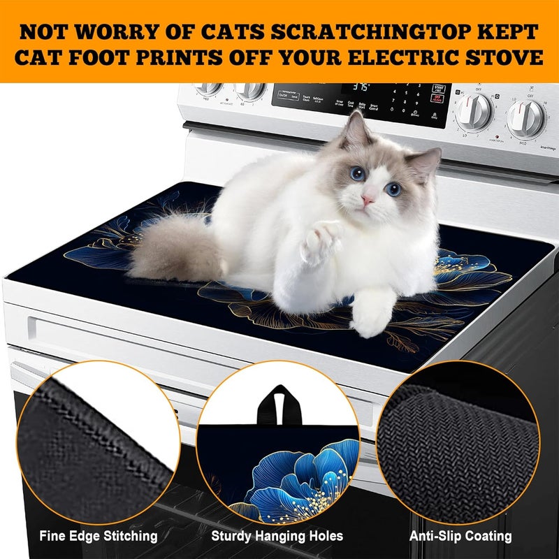 AOHMPT Multi-Design Stove Top Cover for Glass/Electric Stoves - 3-in-1 Heat-Resistant Protector Mat, Non-Slip Drying Rack 28"x20" - Image 4